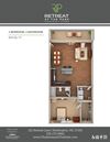 1-bedroom/1-bathroom B 3D floor plan layout with 814 square feet at Retreat at the Park apartments for rent in Burlington, NC